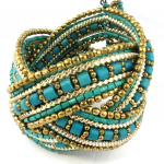 Les Tr&eacute;sors De Lily [L5795] - Bracelet cr&eacute;ateur 'Katmandou' vert dor&eacute; žalia