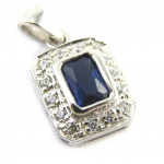 Les Tr&eacute;sors De Lily [M6494] - Pendentif Argent 'Sissi' saphir blanc argent&eacute; (rhodi&eacute;) - 11x9 mm
