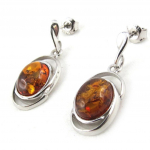 Les Tr&eacute;sors De Lily [N1995] - Boucles Argent 'Inspiration' Ambre (rhodi&eacute;) - 27x11 mm