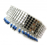 Les Tr&eacute;sors De Lily [N3238] - Bracelet Cr&eacute;ateur 'Cotte de Maille' bleu argent&eacute; sidabras