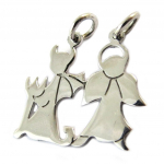 Les Tr&eacute;sors De Lily [P1942] - Pendentif Argent 'Ange ou D&eacute;mon' argent&eacute; (rhodi&eacute;) - 20x15 mm