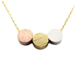 7bis [Q6118] - Collier artisanal 'Boho' dor&eacute; tricolore - 18x6 mm