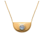 Les Tr&eacute;sors De Lily [Q6281] - Collier Plaqu&eacute; Or 'Cl&eacute;opatra' labradorite dor&eacute; (soleil) - 25x14 mm
