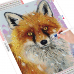 Deimantinis paveikslas viso kvadrato apvalios lapės deimantinis siuvinėjimas žiemos mozaikos gyvūno paveikslas kalnų kri&scaron;tolinis namų dekoravimas Full Round (20X30CM)