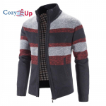 Cozy Up Patchwork Vyri&scaron;kos megztos striukės Storos, patogios ilgomis rankovėmis megztinis Paltas &scaron;iltas stovimas apykaklė laisvalaikio megztinis 3XL tamsiai mėlyna spalva