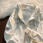 Danmo Retro Gatvės Stiliaus Mar&scaron;kinėliai su Užra&scaron;ais, Vintažiniai Moteri&scaron;ki Užsegami Džemperiai su Gobtuvu, Striukės XXL