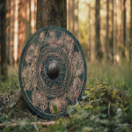 Viking 60.96 cm Wooden shield with carved Norse Drake ornaments imprint sheild