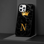 Dėklas, skirtas Apple iPhone 14 11 13 12 Pro Max Xr 7 8 +Se 2020 Xs 6 6s Plus 5 5s Juodas silikoninis telefono dangtelis Auksinė karūna raidė karalienė iPhone XR