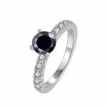 Bague Ringen Moteri&scaron;kas D spalvos 1 karato moissanito deimantinis vestuvinis žiedas 925 sterlingų sidabro papuo&scaron;alai klasikiniai keturių nagų dizaino dovana 1ct No.5 juoda