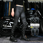 VOLERO+Motociklo džinsai+Retro Slim Fit dengtos motociklų kelnės+Moteri&scaron;kos motociklų lenktynių ir jojimo kelnės