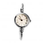 Moteri&scaron;ka retro stiliaus apyrankė su apyrankėmis i&scaron; nerūdijančio plieno, apvalaus ciferblato kvarcinis rankinis laikrodis Silver + White Dial