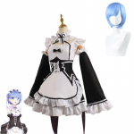 Anime Re:Re: nuo nulio Pradedamas gyvenimas kitame pasaulyje Rem Rem Juoda Cosplay Merginos Tarnaitės Apranga Moterims Prijuostė Suknelė Helovino Kostiumai L