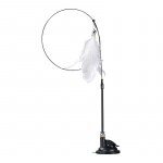 Interaktyvus katės žaislas laisvų rankų įranga Kačių lazdele žaidžiantis kačiukas žaidžiantis lazdelę žaislas siurbimo puodelis pauk&scaron;čių / plunksnų katės lazdelės gyvūnams reikmenys balta