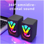 Žaidimų garsiakalbiai Kompiuterio garsiakalbis USB tvarkyklė Nemokama arba 3,5 mm AUX įvesties ne&scaron;iojamas RGB ap&scaron;vietimas juoda