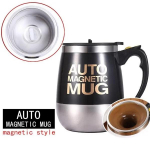 Automatinis savaime besimai&scaron;antis magnetinis puodelis Creative nerūdijančio plieno kavos pieno mai&scaron;ymo puodelis Blender Lazy Smart Mixer terminis puodelis Self-mixing cup juoda