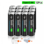 CITYORK 1,5 V USB ličio jonų AA+AAA įkraunamos baterijos AAA 1200mWh AA 3000mWh ličio 1,5v AA AAA baterija su USB kabeliu 12aa