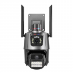 Nauja EU 8MP 4K IP kamera lauko WiFi PTZ dvigubo objektyvo dvigubo ekrano automatinis sekimas vandeniui atsparus saugumas vaizdo stebėjimas policijos &scaron;viesos signalizacija CCTV camera