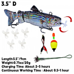Elektriniai žūklės masalai 3,5 USB įkraunamas LED &scaron;viesos masalas Swimbaits Robotiniai masalai Crankbait žvejybos reikmenys, gyvos žuvys 3.5'' D