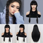 LISI HAIR Sintetiniai europieti&scaron;ki ir amerikieti&scaron;ki juodi ilgi plaukai rankomis pinti cheminio pluo&scaron;to plaukų pynė dvigubi dideli kasiniai perukai moterims Cosplay