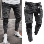 Vyri&scaron;ki džinsiniai dviratininkai Skinny Ripped Jeans Ilgos kelnės Laisvalaikio tamprios plonos kelnės