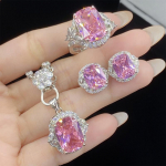 SACE GEMS Klasikinio vario lydinio cirkonio žiedas auskarai pakabukai karoliai papuo&scaron;alų rinkiniai vestuvių vakarėlio dovanos Open rožinė