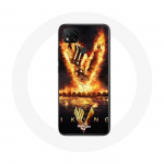 Coque pour Xiaomi Redmi 9C Vikings S&eacute;rie Saison 6 logo V Ep&eacute;e de Feu Fond Noir