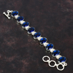 Fasetuotas tanzanito kvarco apyrankė Tikrų brangakmenių papuo&scaron;alas 925 prabos sidabro apyrankė Reguliuojamos grandinėlės apyrankė Rankų darbo papuo&scaron;alas Dovana mamai Adjustable