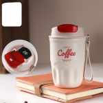 Protinga temperatūros matavimo ranka, skirta padidinti puodelio 316 nerūdijančio plieno kavos puodelio vertę. Buitinis kar&scaron;čiui atsparus ne&scaron;iojamasis vandens puodelis 360ml