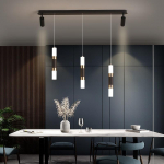 Ilgos juostos sietynas Modernus minimalistinis LED su prožektoriumi minimalistiniu valgomojo sietynu