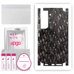 apgo Protective Skin Sticker for the back+sides compatible with Samsung Galaxy S22, Full Wrap Film, Foil, Vinyl - Pattern Carbon Black Pixel