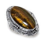 Natural Tiger Eye Gemstone Handmade 925 Sterling Silver Jewelry Ring Size 7 r0f85