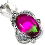 Bi-Color Tourmaline Gemstone Handmade 925 Sterling Silver Pendant 2.56 n8c78