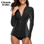 &bdquo;Charmleaks&ldquo; moteri&scaron;ki ilgomis rankovėmis užtrauktuku &bdquo;Rashguard&ldquo; maudymosi kostiumėliai &bdquo;Burfing Top Rash Guard&ldquo; užtrauktuku UPF50+ XL