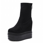 Moteri&scaron;ki rudeniniai batai plei&scaron;tiniai zom&scaron;iniai elastiniai platforminiai batai, laisvalaikio batai su užtrauktuku, juodi punk 36 juoda