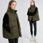Rudens žiema moteri&scaron;ka striukė, tvirta stovi apykaklė laisva liemenė Parkas užtrauktukas vir&scaron;utiniai drabužiai M-XXL L armijos žalia spalva