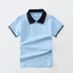 Vaiki&scaron;ki polo mar&scaron;kinėliai: Medvilninė uniforma trumpomis rankovėmis pradinei ir vidurinei mokyklai &ndash; balta arba mėlyna (Dydžiai 100-190) Size 130cm