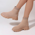 Madingi moteri&scaron;ki batai Žieminiai nauji storo pado sniego batai Moterims Didelio dydžio Patogūs lauko Neslidūs batai moterims Zapatos De Mujer 35 abrikosas