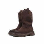 Mada Moterų Retro Vesterni&scaron;ki Kauboji&scaron;ki Batai Rudens Nauji Puskojiniai Apvalianosiai Batai Lauko Neslystantys Dizainerio Botas Kulniukai Iki Kulk&scaron;nies Mujer Zapatos 35 ruda
