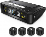 Universalus saulės energija varomas TPMS su LCD ekranu &ndash; i&scaron;oriniai / vidiniai jutikliai, IPX7 atsparus vandeniui, stebėjimo sistema realiuoju laiku 4-Sensors