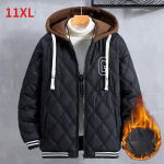 Vyri&scaron;kas žieminis gobtuvu paltasLaisvas &Scaron;iltas Didelio dydžio 11XL &Scaron;varkai Pamink&scaron;tinta Parka Sutir&scaron;tinti Medvilniniai &Scaron;varkai 11XL juoda