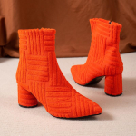 Smailianosiai aulinukai moterims, rudens-žiemos batai, seksuali auk&scaron;takulnė moteri&scaron;ka avalynė, eleganti&scaron;ki moteri&scaron;ki batai su užtrauktuku, moteri&scaron;ki aulinukai 39 oranžinė