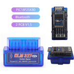 Kebidu Bluetooth OBD2 skaitytuvas PIC18F25K80 lustas ELM327 V1.5 dviguba PCB automobilio diagnostika OBD, skirta Android, palaiko visus OBDII protokolus