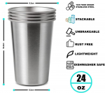4 vnt. 24 oz 700 ml nerūdijančio plieno pintos puodelis, sveikas, nedūžtantis ir sukraunamas, metalinės gėrimų stiklinės 700ml