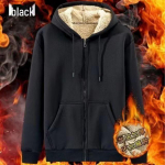 Vyri&scaron;kas megztinis su gobtuvu: &Scaron;iltas ėrienos fliso ir medvilnės pamink&scaron;tintas megztinis rudeniui ir žiemai 5XL juoda