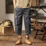 Vyri&scaron;kos sutrumpintos kelnės, Vyri&scaron;kos kasdienės kelnės, Laisvos medvilninės sutrumpintos kelnės, Vyri&scaron;kos darbo kelnės, &Scaron;ortai su keliomis ki&scaron;enėmis, Plonas dizainas 30