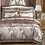 Europieti&scaron;kas satino žakardo patalynės komplektas - Apsiūtas nėriniais, 4 dalių komplektas 1.5m Bed 3-Piece Set Quilt Cover 150*200