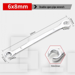 Dvigubos galvutės &scaron;e&scaron;iakampis atviro galo raktas auk&scaron;to slėgio alyvos vamzdžių ir stabdžių vamzdžių i&scaron;ardymui