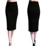 Ladies Plain Office Women Stretch Bodycon Midi Jersey pie&scaron;tukų sijonas S
