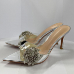 Liyke Seksualūs 8,5 cm ploni auk&scaron;takulniai modernūs &scaron;lepetės moterims kri&scaron;toliniai kalnų kri&scaron;tolai vasaros vakarėliui banketui batai moterims skaidūs sandalai 34 sidabras