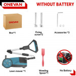 ONEVAN 5000W be&scaron;epetėlinis elektrinis vejapjovė 48000RPM belaidis žoliapjovė 3 auk&scaron;čio reguliavimo sodo pjovimo įrankis 21V 18V baterijai Without Battery